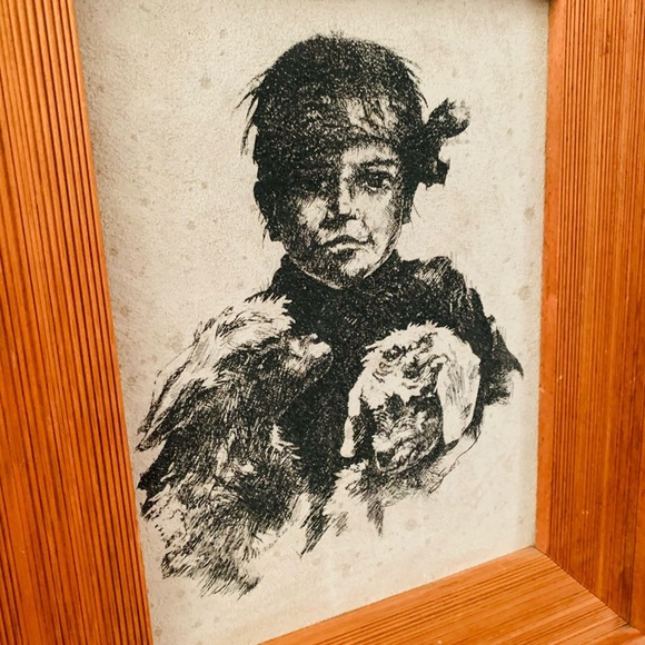 Vintage  Framed Hand Painted Sioux Picture Native American 15/18 Inch - Picture 15 of 15